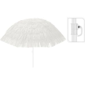 Raffia Design parasol - wit - D180 x H200 cm - zomer/strand - Tropisch/Hawaii sfeer - metaal/nylon