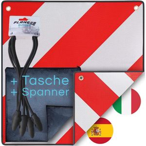 Reflecterend Waarschuwingsbord voor Fietsendragers en Bagagedragers – 2-in-1 Oplossing voor Italië en Spanje (50 x 50 cm)