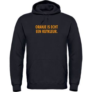 EK Kleding Hoodie zwart XL - V - Oranje is echt een kutkleur - voorkant - soBAD. | Oranje hoodie dames | Oranje hoodie heren | Oranje sweater | Oranje | EK 2024 | Voetbal | Nederland | Unisex