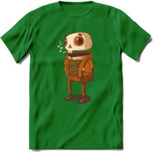 Casual skelet T-Shirt Grappig | Dieren halloween Kleding Kado Heren / Dames | Animal Skateboard Cadeau shirt - Donker Groen - 3XL