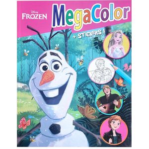 Disney Frozen - Megacolor Olaf Roze - kleurboek met +/- 125 kleurplaten en 1 stickervel - Elsa - Anna - knutselen - creatief - kado