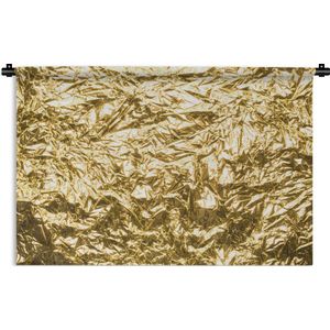 Wandkleed Goud - Gouden folie met een gerimpelde textuur Wandkleed katoen 150x100 cm - Wandtapijt met foto