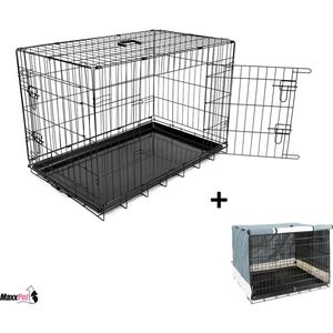 MaxxPet Hondenbench - Bench - Bench voor honden - Hondenbench Opvouwbaar - Incl. Cover voor Hondenbench 122x74x81cm