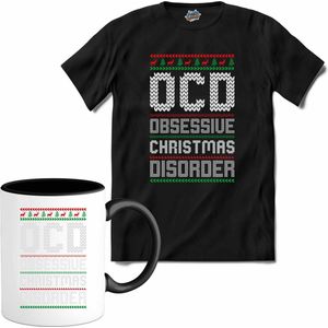 obsessive christmas disorder - T-Shirt met mok - Dames - Zwart - Maat 3XL