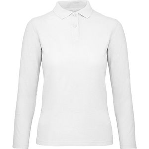 Dames Long Sleeve Polo ID.001 Wit merk B&C maat L