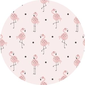 Vloerkleed vinyl rond | Flamingo junkie | 140 cm Rond | Onze materialen zijn PVC vrij en hygienisch