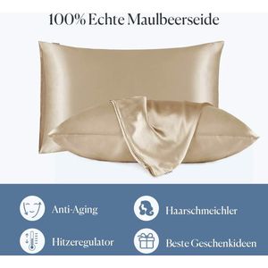 Moerbei Zijden Kussensloop voor Haar 19 Momme Huisvrouw Charmeuse 100% Pure Zijde 40x80 cm Koffie
