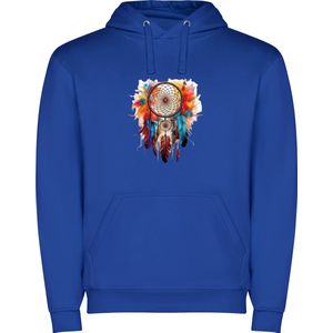 Kobalt Blauwe unisex hoodie met “ Kleurrijke Dromenvanger “ Print Full Color merk Roly maat L