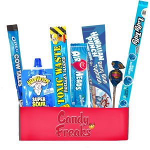 Candy Freaks - Blauw Amerikaans snoep pakket 7 delig - Snoep box - Amerikaans snoepgoed - American Candy - Usa snoep - Cadeau pakket - Giftbox - Sinterklaas en kerst cadeau