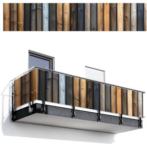Balkonscherm 500x95 cm - Balkonposter Hout - Planken - Gemengd - Balkon scherm decoratie - Balkonschermen - Balkondoek zonnescherm