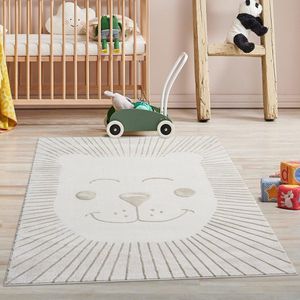 Flycarpets Kindervloerkleed Sara - Leeuw- Kinderkamer - Vloerkleed - Creme / Beige - 80x150 cm