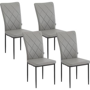 Rootz Eetkamerstoelen Set van 4 - Keukenstoelen - Moderne zitplaatsen - Comfortabele gewatteerde zitting - Ergonomische rugsteun - Duurzaam metalen frame - 42 cm x 94,5 cm x 59 cm