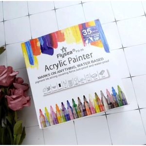 35 x Acrylverfpennen, Acryl Markers Stiften, 35 Briljante Kleuren Stift, 20 X 0,7 mm Verfmarkeerstiften En 15 x 3,0 mm, Verfpennen Voor Het Schilderen Van Stenen, Keramiek, Glas, Canvas, Hout, Kiezelstenen