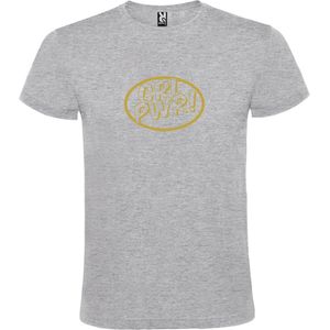 Grijs t-shirt met 'Girl Power / GRL PWR' print Goud  size 4XL