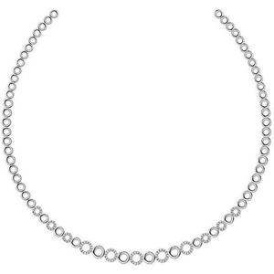 Jewels Inc. - Ketting - Choker Rond Fantasieschakel gezet met Zirkonia - 8mm Breed - Lengte 42cm - Gerhodineerd Zilver 925