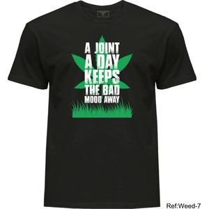 T-shirt Weed-Lover Cannabis Couture: A Joint A Day Keeps The Bad Mood Away Trendy Weed T-Shirts 100%Cotton Fashion