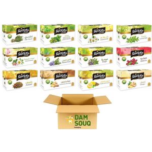 Damsouq® Campo Thee Mixpakket 12 soorten (Anijs, Gember, Groene ,Hibiscus ,Kamille ,Kaneel&gember ,Komijn&citroen ,Kruiden ,Melisse ,Rozemarijn ,Salie ,Tijm) (12x 20 theezakjes)