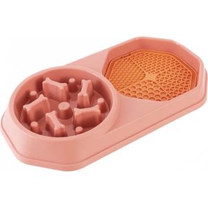 Mascow 2-in-1 Slowfeeder met Likmat - Voerbak - Voerbak voor Honden - Hondenvoerbak - Drinkbak Hond - Roze