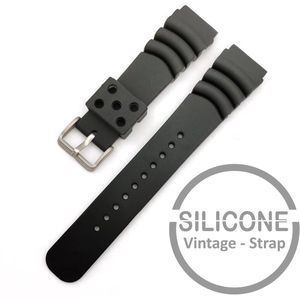 24mm Rubber Siliconen horlogeband Zwart passend op Seiko Citizen 24 mm bandaanzet armband Bandje - Horlogebandje horlogeband
