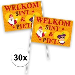 30 Welkom Sint en Piet zwaaivlaggetjes - sinterklaas vlaggetjes