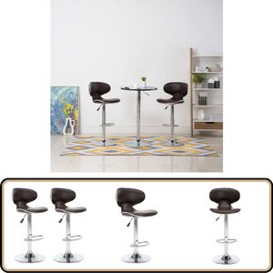 vidaXL Barstoelen - Kunstleer - Bruin - Set van 2 Barstoollook - Keukenstoel - Bruine Barkruk - Kunstleder Bank - Ergonomische Barkruk