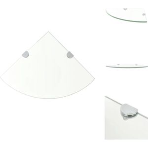 vidaXL Zwevend Schap - Hoek - 35x35cm - Transparant Glas - 8mm dik - Wandsteun