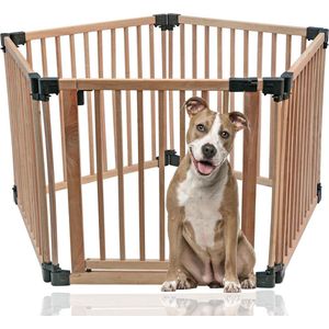 Bettacare Houten Huisdierenpen, Pentagon, 5 x 80cm, Natuurlijk Hout, Hondenpen voor Huisdieren Honden en Puppy's, Hondenspeelruimte, Eenvoudige Installatie