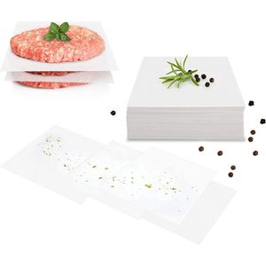 GOURMEO® Burger Papier/Sheet Bakpapier voor Burgerpers 14 x 14 cm 500 st. - Bakpapier met antiaanbaklaag voor perfecte hamburgers, cheeseburgers - om te grillen