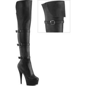 Pleaser - DELIGHT-3018 Plateau overknee Laarzen - US 6 - 36 Shoes - Zwart