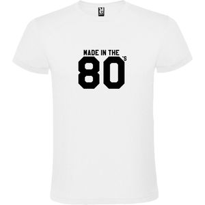 Wit T shirt met print van "" Made in the 80's / gemaakt in de jaren 80 "" print Zwart size M