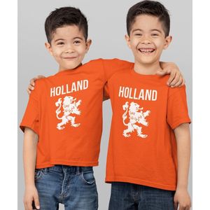 Oranje EK WK & Koningsdag T-Shirt Kind Holland (7-8 jaar - MAAT 122/128) | Oranje kleding & shirts | WK Feestkleding