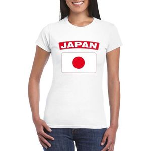 T-shirt met Japanse vlag wit dames XS
