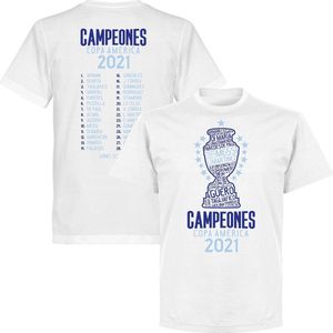 Argentinië Copa America 2021 Winners Selectie T-Shirt - Wit - Kinderen - 116