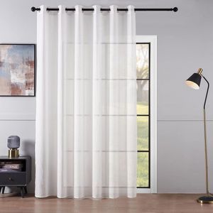 Ibenzoa® Elegante Semi-Transparante Gordijnen met Linnenlook en Moderne Streepdesign voor Woonkamers