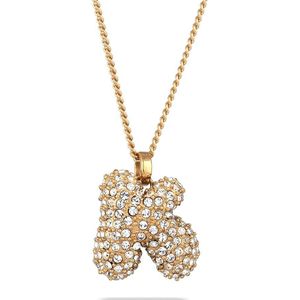 Elli Dames Halsketting Ketting Dames Bubble Letter Hanger Glazen Kristallen Xilion Cut Wit 925 Sterling Zilver Verguld 45cm