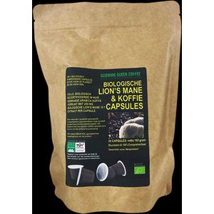 GrowinggreenCoffee, Biologsche Koffie verrijkt met biologisch Lion's Mane extract, 30 cups voor Nespresso machines