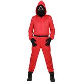 Squid Game Pak | Squid Game Manager Vierkant Square Rood Met Stoffen Masker Kostuum | XS | Carnaval kostuum | Verkleedkleding