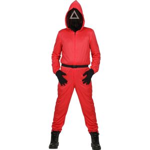 Squid Game Pak | Squid Game Manager Vierkant Square Rood Met Stoffen Masker Kostuum | XS | Carnaval kostuum | Verkleedkleding