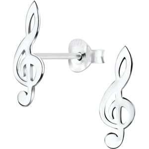 Joy|S - Zilveren muzieksleutel oorbellen - G sleutel - 6 x 18 mm