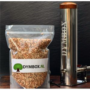 Dymbox 2,3L rookgenerator incl. 6kg fruit hout voor rookovens rookkasten en BBQ (cold smoker) koud rook generator CSG. Inclusief 6kg (3x 2kg) fruit hout
