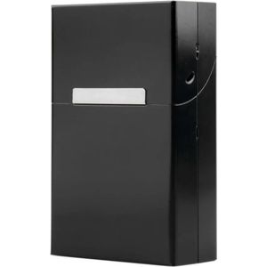 Aluminium Sigarettendoos I Sigarettendoosje I Sigarettenhouder I Sigaretten Box I Waterdicht I Druk Opening I 20 Sigaretten I Zwart