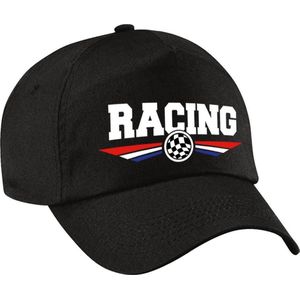 Racing coureur supporter pet met Nederlandse vlag zwart voor volwassenen -  race thema / race supporter baseball cap