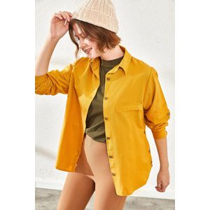 Blouse Katoenen Basic Overhemd  Dames - Oranje- Maat M