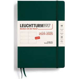 Leuchtturm1917 weekplanner - agenda - 18 maanden 2024 - 2025 - hardcover - A5 - forest green