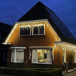 Luksus™ LED gordijn - ijspegel verlichting | Dual Color 360 LED lampjes Extra warm wit + Koud wit | voor binnen en buiten | 10.6 + 10 meter snoer | 9 lichtstanden & timer functie