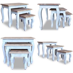 vidaXL 3-delige Tafeltjesset massief mahoniehout - Tafel - Tafels - Tafeltje - Tafeltjes