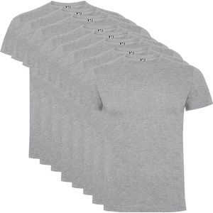 8 Pack Roly Dogo Premium Heren T-Shirt 100% katoen Ronde hals Licht Grijs gemeleerd Maat 4XL