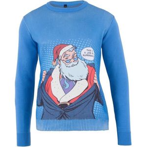 Kersttrui blauw - popart - heren - Super Santa XXL