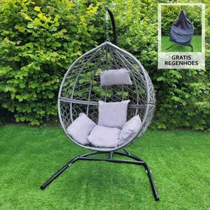 Hangstoel Egg chair - Grijs - Max: 150 kg - 126x101x192 cm - waterdichte regenhoes