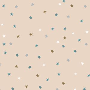 Inpakpapier Kerst Stars Creme Blauw- Breedte 30 cm - 200m lang